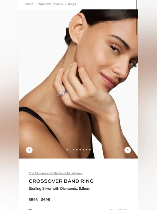 David Yurman Sterling Silver Diamond Crossover Band - Silver - Picture 2 of 7